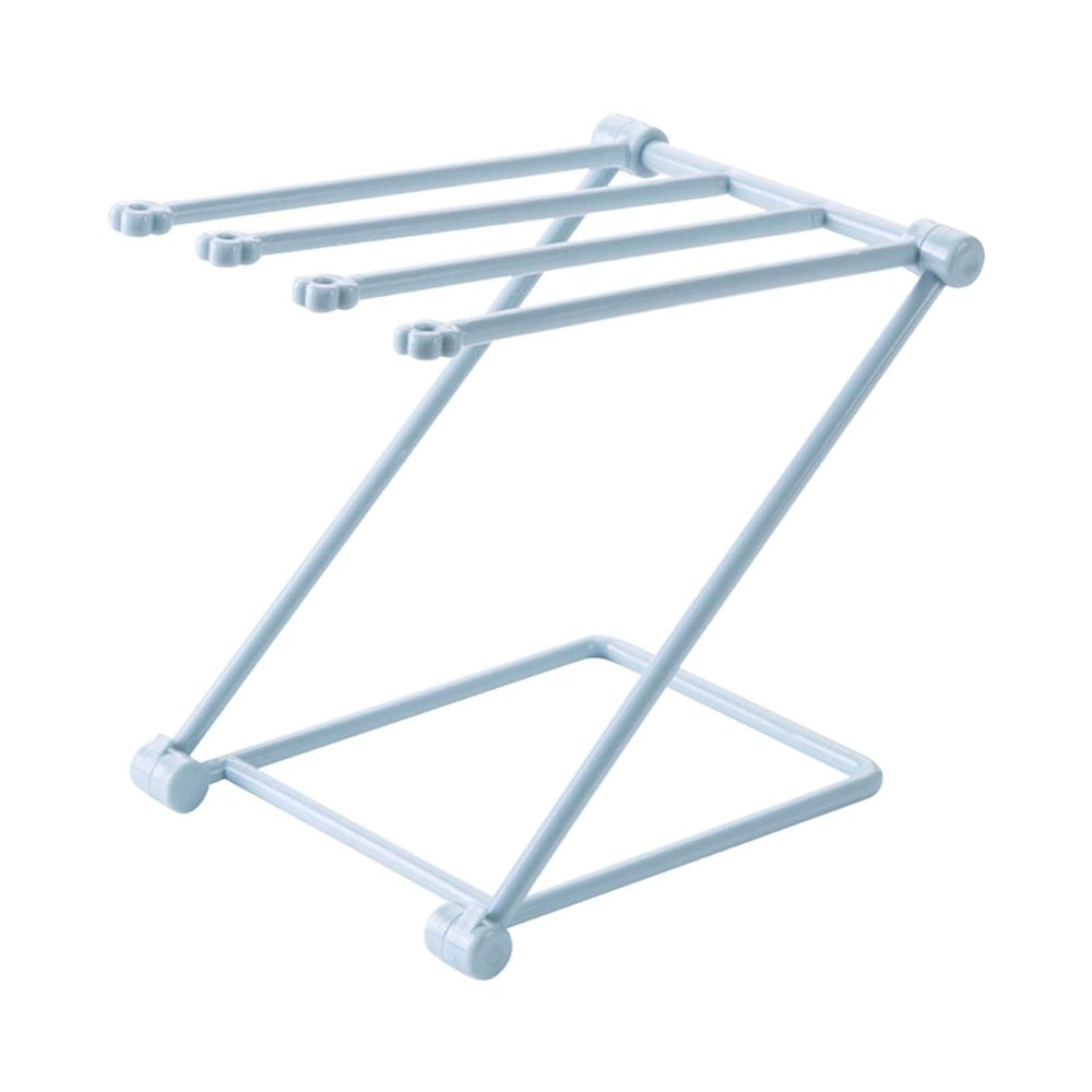 Dishcloth Drying Rack, Towel Bar Rack Home Kitchen Countertop Dishcloth Drying Rack 4 Arms Folding Dishcloth Holder Hand Towel Stand Rack(Blue)