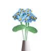 Lovmeety 4Pcs Crochet Flowers, Light Blue Knitted Daisy Flower Bouquet Faux Long Stem Flower Arrangement for Wedding Home Party Office Decoration view 1