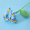 Lovmeety 4Pcs Crochet Flowers, Light Blue Knitted Daisy Flower Bouquet Faux Long Stem Flower Arrangement for Wedding Home Party Office Decoration view 3