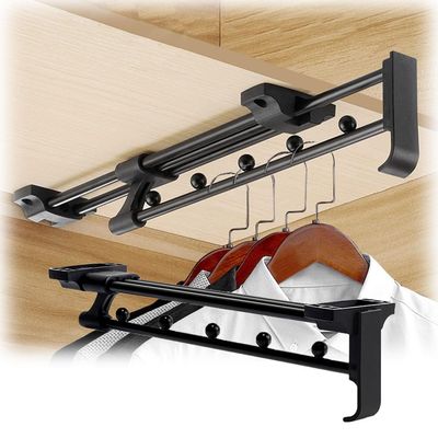 JEDAL Pull Out Clothes Hanger Rod for Wardrobe, Extendable Hanger Rack Bar Wardrobe Clothing Rail Heavy Duty Hanging Clothes Rod, for Clothes Organizers (Size : 15.7in)