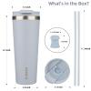 BJPKPK 26oz Stainless Steel Insulated Tumbler With lid And Straw Travel Coffee Thermal Tumblers Cup For Women And Men,Modern Blue view 2