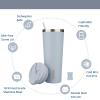 BJPKPK 26oz Stainless Steel Insulated Tumbler With lid And Straw Travel Coffee Thermal Tumblers Cup For Women And Men,Modern Blue view 3