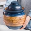 GVILTY Large Ceramic Pickle Jar With Lids,Blue Traditional Chinese Porcelain Pickle Jar Pickling Jars,Ceramic Fermentation Crock With Water Seal Airlock Lid,Sauerkraut Croc 3.5Kg view 2