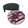 4th of July Patriotic Truck Print Coasters for Drinks Leather,Round Drink Coaster Suitable for Kinds of Cups Set of 6 Home Decor view 3