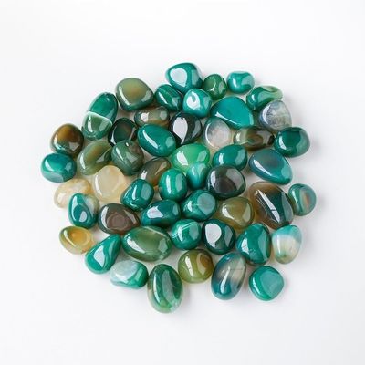 KatLin Natural Crystal Green Agate Banded Tumblestone Crystal Green Gem Garden Swimming Pool Healing Vein Reiki Stone Gift Ornaments