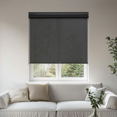 HOTSOON Light Filtering Roller Shades for Windows, Color-Matched Roller Blinds, UV Protection, Thermal Insulation Fabric Room Darkening Shades for Home, Office, Black, 71" W x 72" H
