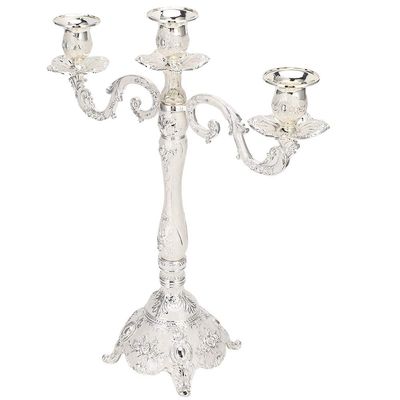 XHTLLO Candle Holder, Zinc Alloy Trumpet Shaped Exquisite Elegant Candelabra, Elegant European Candelabra Candle Holder, for Wedding, Dining Table[Silvery]