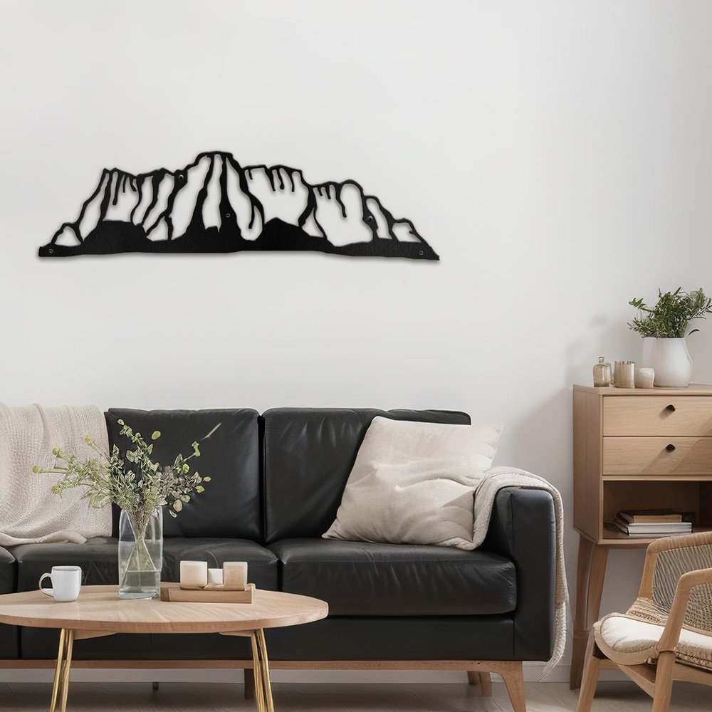 SIGNLEADER Metal Wall Art Decor Majestic Mountain Modern Abstract Wall Sculpture Hangings Home Decoration for Living Room, Bedroom, Bathroom, Kitchen, Outdoor - 24" Black