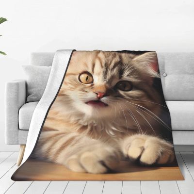 Cute Cat Paw Print Flannel Blanket Lightweight Ultra-Soft Warm Throw Blanket 40"X30" Travel Blanket All Seasons Blanket for Bed Sofa Office Living Room Camping Gifts