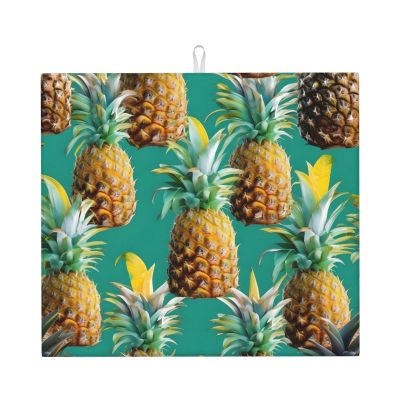 Yqxwjl Dish Mat, Tropical Pineapple Hawaiian Print Super Absorbent Dish Drying Mat, Drying Mat For Coffee Machine Dish Rack