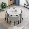 Kitchen Table Chairs Set Of 4 Space Saving Dining Table Office Table And Chair Set Leisure Area Home Balcony Small Round Table Perfect For Balcony, Dining Room, Office ( Color : Gray , Size : Leather view 1