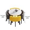 Kitchen Table Chairs Set Of 4 Space Saving Dining Table Office Table And Chair Set Leisure Area Home Balcony Small Round Table Perfect For Balcony, Dining Room, Office ( Color : Gray , Size : Leather view 2