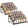 BOIVSHI 4 Tier Spice Rack Organzier, Spice Rack for Cabinet, Adjustable Depth Seasoning Shelf for Countertop, Pantry, Seasoning Organizer, Metal, Black (2 Pack) view 1