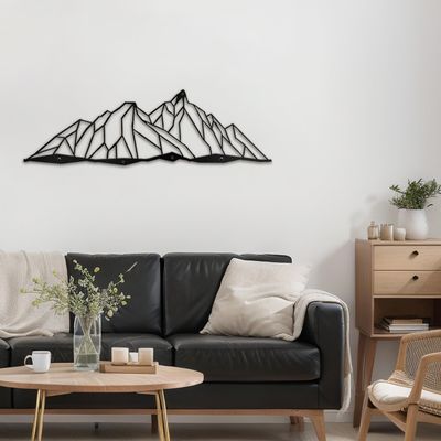 SIGNLEADER Metal Wall Art Decor Wilderness Mountain Modern Abstract Wall Sculpture Hangings Home Decoration for Living Room, Bedroom, Bathroom, Kitchen, Outdoor - 24" Black