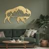 SIGNLEADER Metal Wall Art Decor Bison Mountain Landscape Cutout Modern Abstract Wall Sculpture Hangings Home Decoration for Living Room, Bedroom, Bathroom, Kitchen, Outdoor - 30" Gold view 1