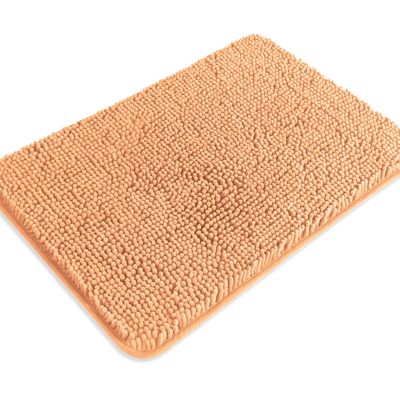 PureSwan Peach Bathroom Rugs Absorbent and Washable Bath Mat, Non-Slip, Thick Soft Chenille Bath Rugs for Bathroom Floor, Shower, Sink - 17" x 24"