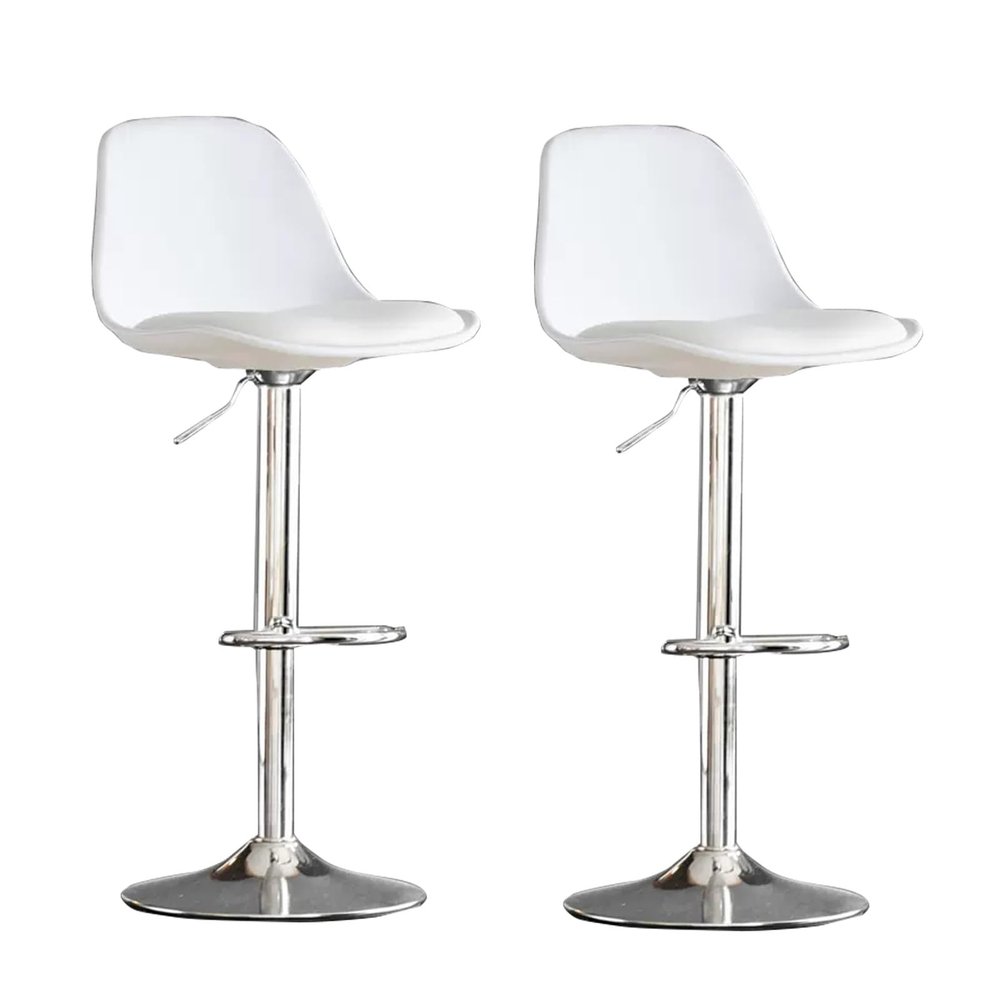 Adjustable Bar Stools,PU Leather Swivel Counter Height Modern Island Barstool with Back for Kitchen Counter Chairs (Color : White, Size : 1pcs)