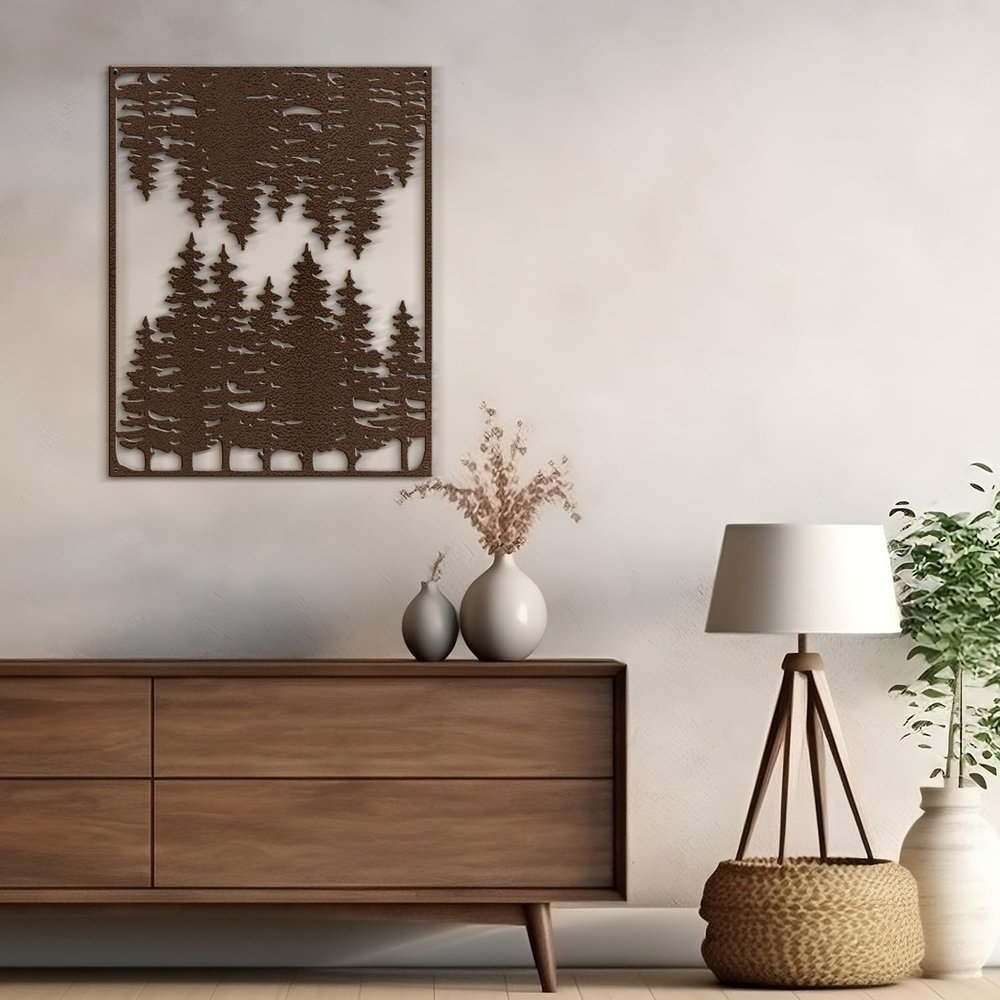 SIGNLEADER Metal Wall Art Decor Forest Reflections Wilderness Scene Abstract Wall Sculpture Hangings Home Decoration for Living Room, Bedroom, Bathroom, Kitchen, Outdoor - 24" Bronze
