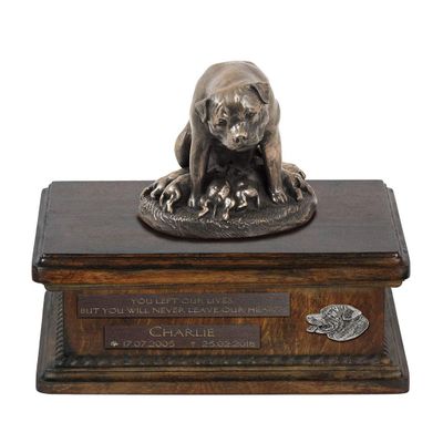 Art-Dog Dog Wooden Base Statue - Unique Edition ArtDog Collection - Handmade Dog Sculpture for Dog Lovers - Handmade Sculpture Indoor Dog Figurine Statue English Staffordshire Terrier II