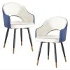 Chair Set of 2 with Armrests Backrest Dining Chairs Soft Seat Living Room Apartment Dining Chair Kitchen Lounge Counter Chairs Dining Chair Dining Chairs (Color : White+Blue) view 1