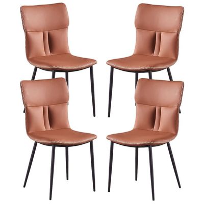 AYARNA Dining Chair Set of 4 Micro Fiber Leather Kitchen Bedroom Room Balcony Sofa Chair Carbon Steel Leg Dressing Table Makeup Chair(Coffee)