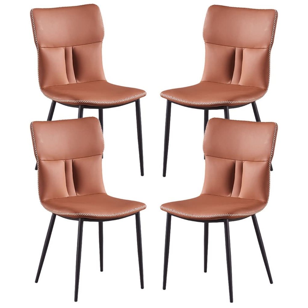 AYARNA Dining Chair Set of 4 Micro Fiber Leather Kitchen Bedroom Room Balcony Sofa Chair Carbon Steel Leg Dressing Table Makeup Chair(Coffee)
