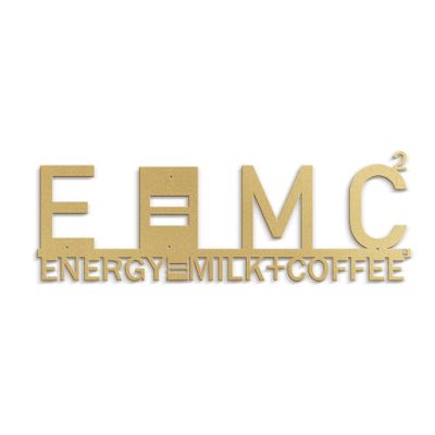 SIGNLEADER Metal Wall Art Decor E=MC Energy Milk Coffee Modern Abstract Wall Sculpture Hangings Home Decoration for Living Room, Bedroom, Bathroom, Kitchen, Outdoor - 30" Gold