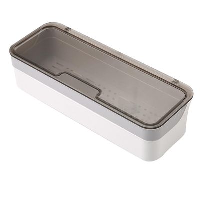 AIYoo Large capacity Plastic Kitchen Drawer Organizer with Lid and Drainer Stackable Utensil Holder for Countertop Silverware Tray Flatware Organizers - 12.6x4.7x2.4 Inch Spatula Cutlery Tray