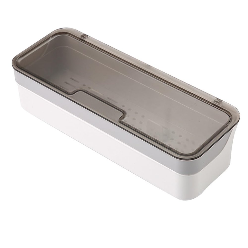AIYoo Large capacity Plastic Kitchen Drawer Organizer with Lid and Drainer Stackable Utensil Holder for Countertop Silverware Tray Flatware Organizers - 12.6x4.7x2.4 Inch Spatula Cutlery Tray