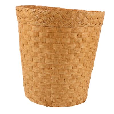 ABOOFAN Woven Waste Paper Basket Round Trash Can Garbage Bin Wicker Small Paper Rubbish Basket Flower Pot Planter for Home Bedroom Bathroom Kitchen Offices, 26.00X25.50X19.00CM, 581557MN309