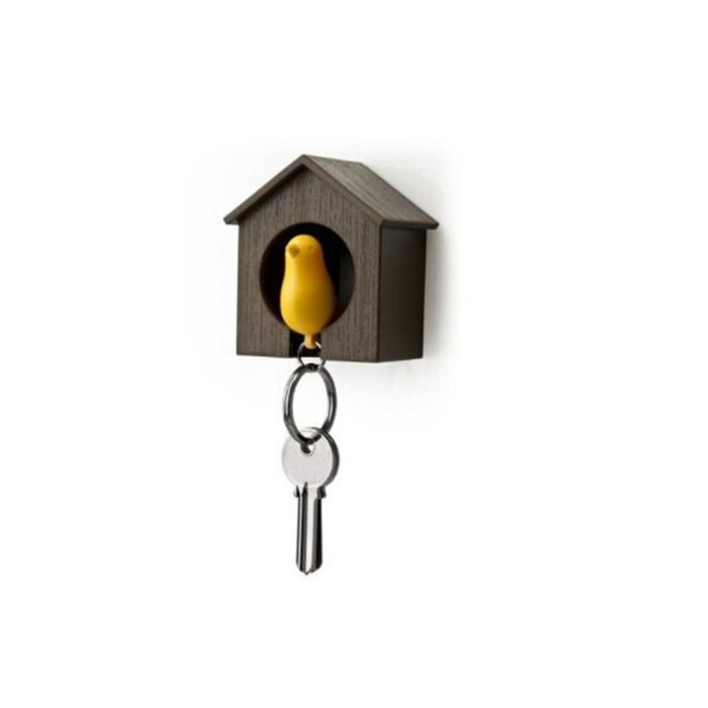 Holibanna Birdhouse Key Ring Yellow Sparrow Whistle Brown House Design Compact Keychain for Easy Access to Keys for Garden Home Decor