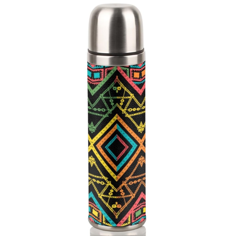 Africa Rhombus Vacuum Insulated Water Bottle 17 OZ Stainless Steel Coffee Thermo Mug Leak-proof Flask Insulated Beverage Bottle with Cup for Hot And Cold Drinks