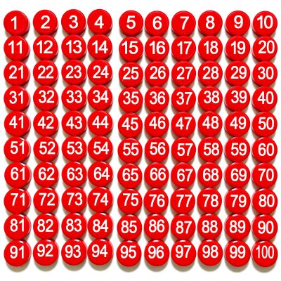 1-100 Magnetic Numbers, Magnets with Number for Dry Erase Boards, Round Number Refrigerator Magnets for Whiteboard in Home and Office (0.8" Diameter, Red)