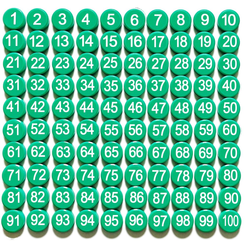 1-100 Magnetic Numbers, Magnets with Number for Dry Erase Boards, Round Number Refrigerator Magnets for Whiteboard in Home and Office (0.8" Diameter, Green)