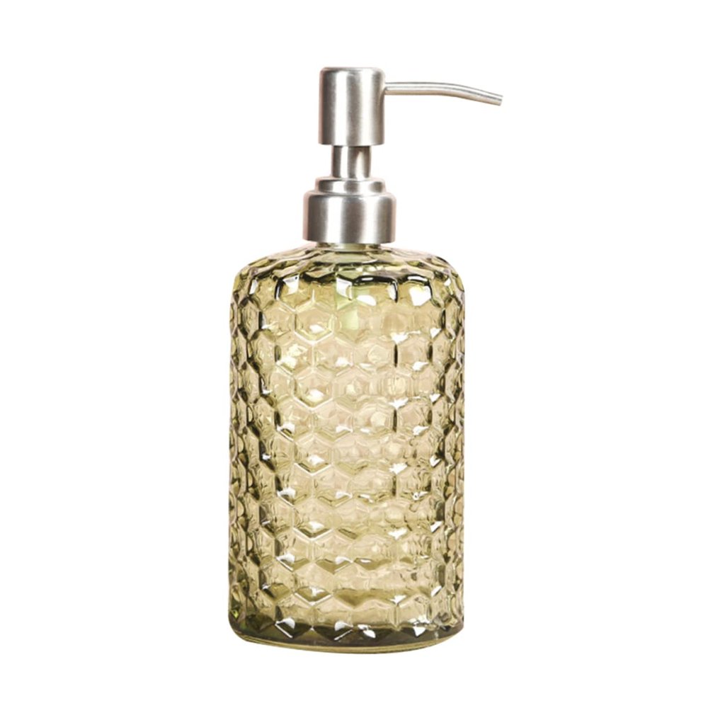 ABOOFAN Pineapple Grain Glass Pump Bottle Refillable Lotion Container Stainless Steel Nozzle for Shampoo and Conditioner for Home and Travel Use