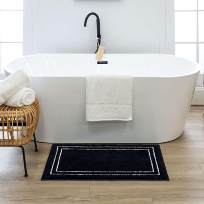 Mohawk Home Corona Casual Geometric Black 1' 5" X 2' Machine Washable Bath Mat Perfect for Bathroom