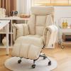 YCKEGEW Soft Desk Chair Computer Swivel Chair with Adjustable Backrest and Armrest,Adjustable Armchair with Ottoman,Upholstered Ergonomics Home Office Chair (Color : Beige, Size : with Footstool) view 1
