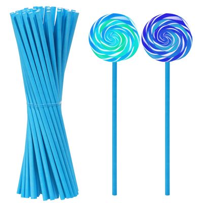 PPhtony 50Pcs Candy Paper Sticks Candy Making Treat Stick for Christmas Birthday Party Cake Pop Cupcake Topper Rainbow Candy Cookie Dessert Chocolate Sucker (Blue, 3.5x150mm)