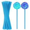 PPhtony 50Pcs Candy Paper Sticks Candy Making Treat Stick for Christmas Birthday Party Cake Pop Cupcake Topper Rainbow Candy Cookie Dessert Chocolate Sucker (Blue, 3.5x150mm) view 1