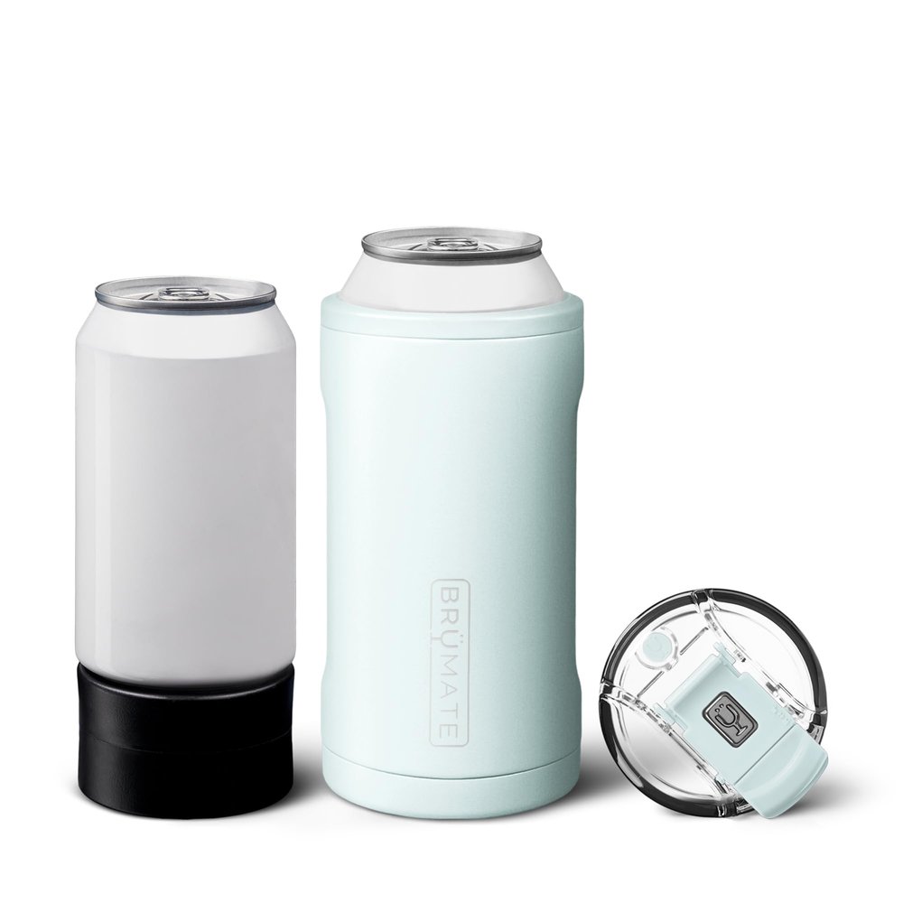 BrMate Hopsulator Trio 3-in-1 Insulated Can Cooler for 12oz / 16oz Cans + 100% Leak Proof Tumbler with Lid | Insulated for Beer, Soda, and Energy Drinks (Blue Agave)
