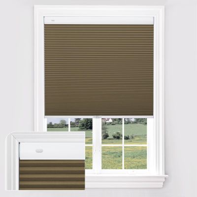 UrMoon No Tools No Drill Cordless Cellular Shades for Windows Tension Honeycomb Window Shades Blinds for Indoor Windows, Easy to Install, Blackout Brown, 27" W x 48" H
