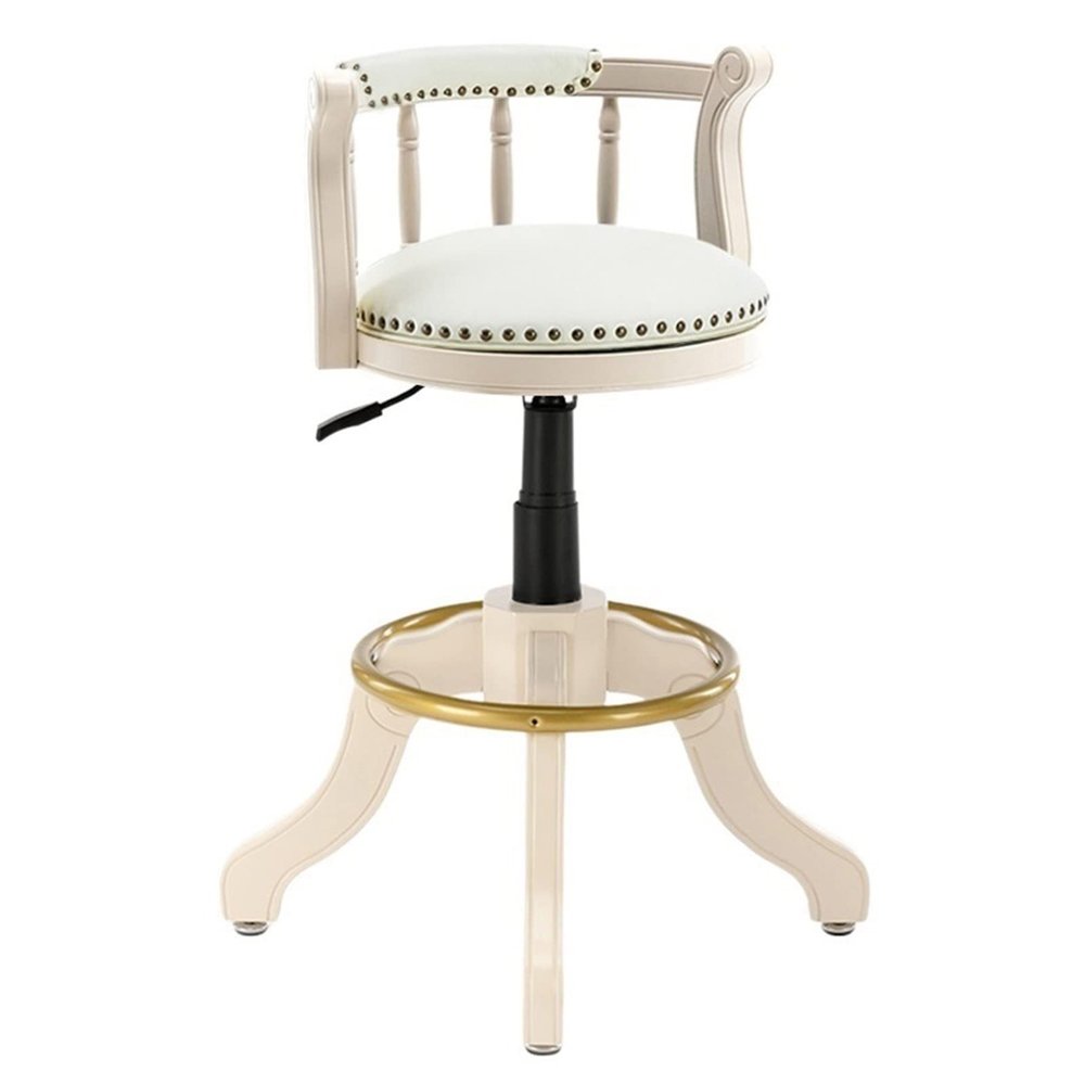Solid Wood Leather Swivel Barstools Adjustable Height bar Stool Kitchen Island Breakfast Bar Chair with Backs Cowhide Round Seat Counter Height Stools,for Pubs, Kitchen, Restaurant r :