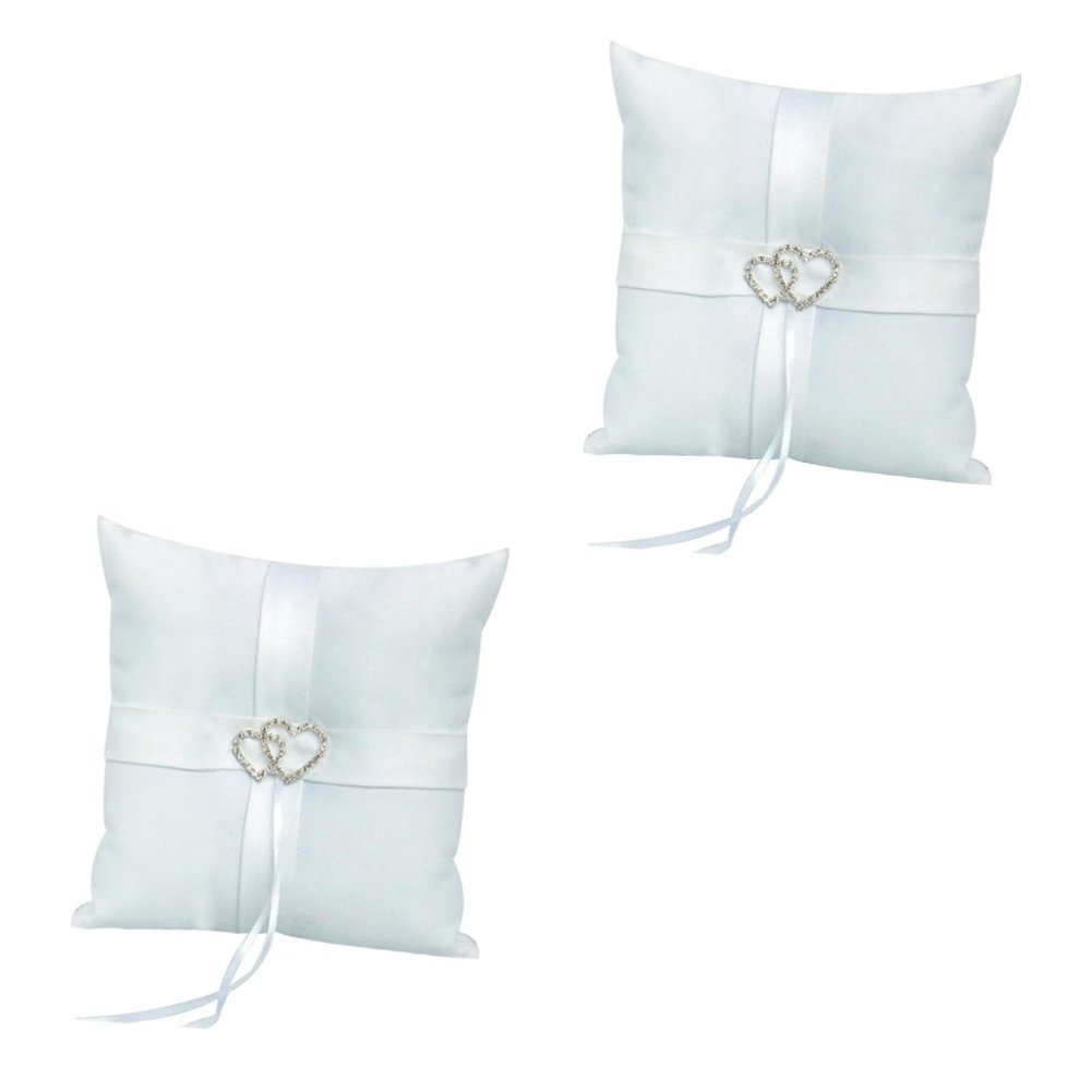 Didiseaon Pcs Xcm Wedding Ring Pillow Double Heart Buckle and Satin Ribbon Ring Bearer Pillow