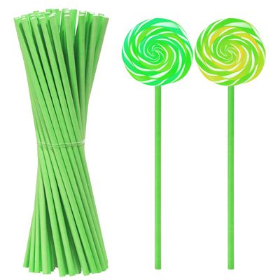 PPhtony 50Pcs Candy Paper Sticks Candy Making Treat Stick for Christmas Birthday Party Cake Pop Cupcake Topper Rainbow Candy Cookie Dessert Chocolate Sucker (Light Green, 3.5x150mm)