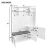 Elegant Design 4-in-1 Hall Tree with Comfort and Storage Solutions, Functional Hallway Shoe Cabinet with Bench&Cushion, Modern Coat Rack with Hooks for Entryways Living Room Hallway (White-@05) view 3
