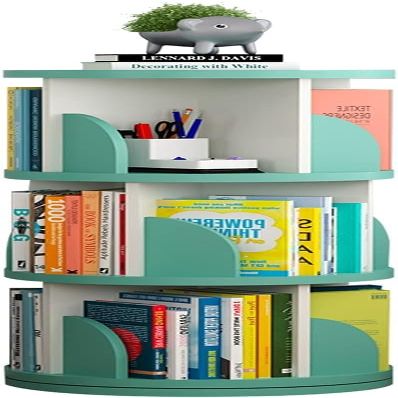 HOBIBA Bookcases, 360 Rotate Floor Bookshelf, Round Office Table, Cultivate Interest in Reading Display Corner Standing Bookshelf(Size:3 Layers (46 * 95cm),Color:Green)