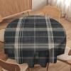 Yinrune Chinoiserie Buffalo Plaid Round Tablecloth Black with Tan Asian Table Cloth 60x60in Table Cover Outdoor Washable Polyester Table Decor for Picnic Banquet Party Kitchen view 1