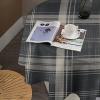 Yinrune Chinoiserie Buffalo Plaid Round Tablecloth Black with Tan Asian Table Cloth 60x60in Table Cover Outdoor Washable Polyester Table Decor for Picnic Banquet Party Kitchen view 2
