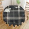 Yinrune Chinoiserie Buffalo Plaid Round Tablecloth Black with Tan Asian Table Cloth 60x60in Table Cover Outdoor Washable Polyester Table Decor for Picnic Banquet Party Kitchen view 3