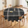 Yinrune Chinoiserie Buffalo Plaid Round Tablecloth Black with Tan Asian Table Cloth 60x60in Table Cover Outdoor Washable Polyester Table Decor for Picnic Banquet Party Kitchen view 4